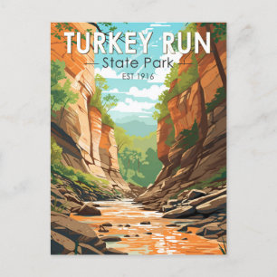 Carte Postale Turquie Run State Park Indiana Travel Art Vintage