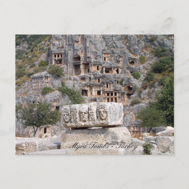 Carte Postale Turquie, Tombes Rocheuses Myra, Ruines Anciennes (Devant)
