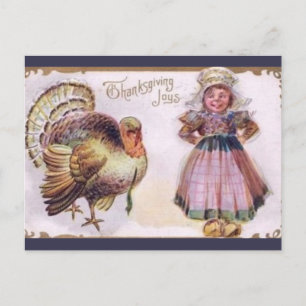 Carte Postale Turquie vintage et fille en robe rose Thanksgiving