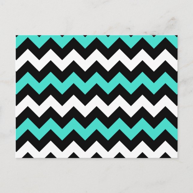 Carte Postale Turquoise Blanc Noir Zigzag (Devant)