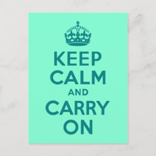 Carte Postale Turquoise et Aquamarine Gardez le calme et continu