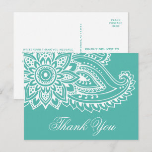 Carte Postale Turquoise indien Paisley Merci