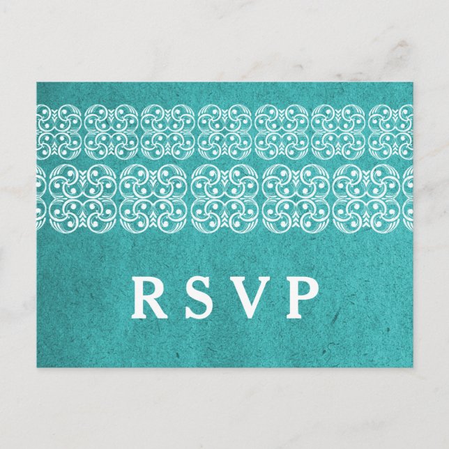 Carte postale turquoise moderne Bohême RSVP (Devant)