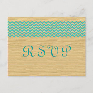 Carte postale turquoise Rustique Chevron RSVP