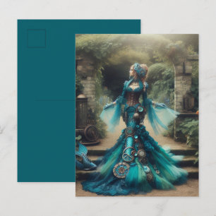 Carte Postale Turquoise Sirène Steampunk Vintage Vierge victorie
