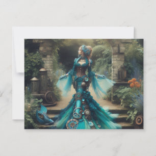 Carte Postale Turquoise Sirène Steampunk Vintage Vierge victorie