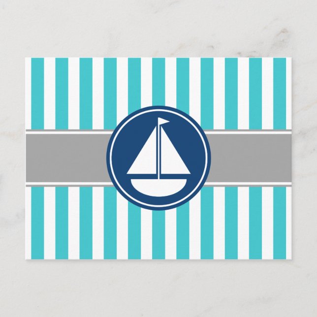Carte Postale Turquoise Turquoise Nautique Stripes (Devant)