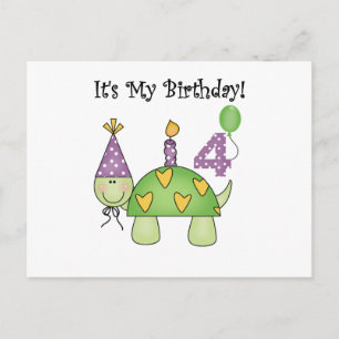 Carte Postale Turtle 4th Birthday Tshirts et cadeaux
