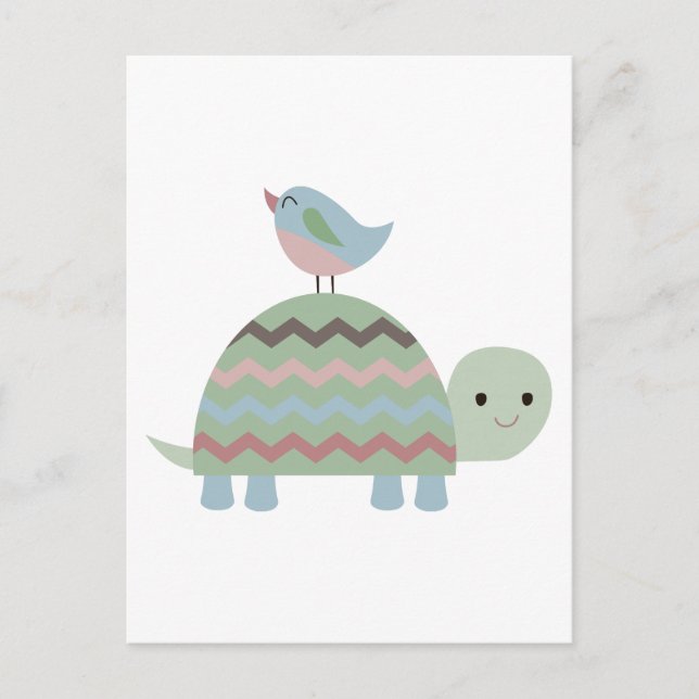 CARTE POSTALE TURTLE ET OISEAU (Devant)