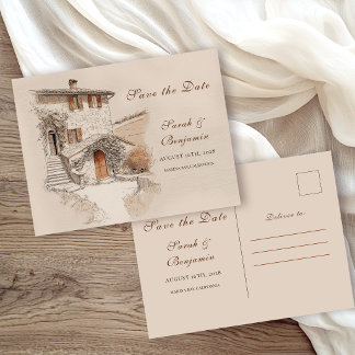 Carte Postale Tuscan Vineyard Watercolor Wedding Save the Date