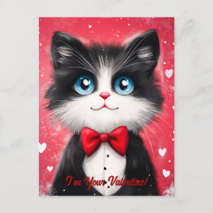 Carte Postale Tuxedo Cat Valentine