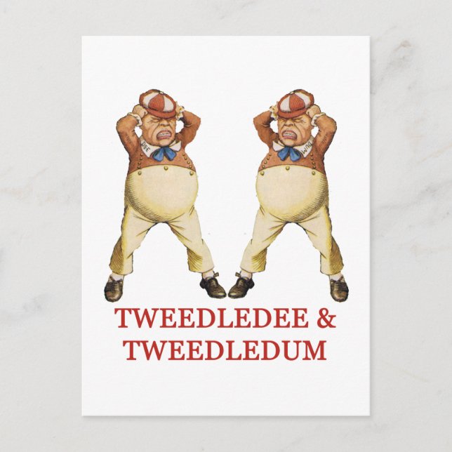 CARTE POSTALE TWEEDLEDEE & TWEEDLEDUM AU WONDERLAND (Devant)