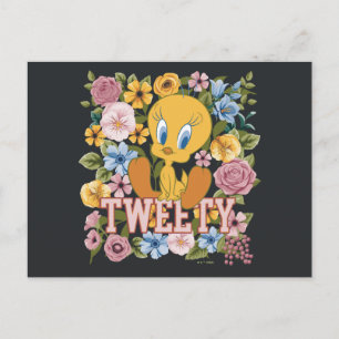 Carte Postale TWEETY™ Broderie Florale Graphique