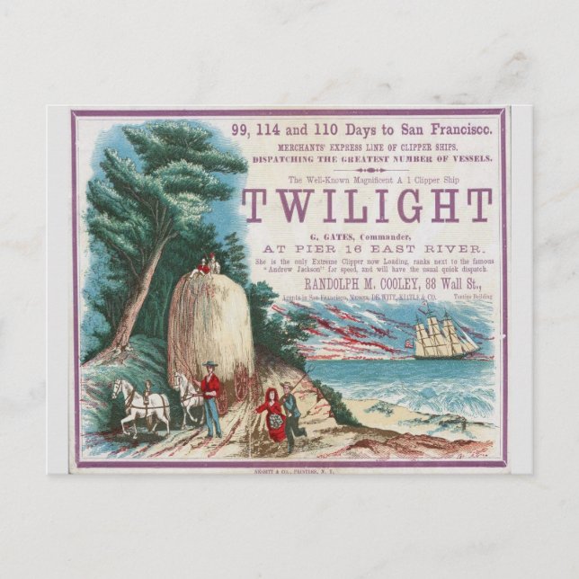 Carte Postale Twilight Clipper voilier (Devant)