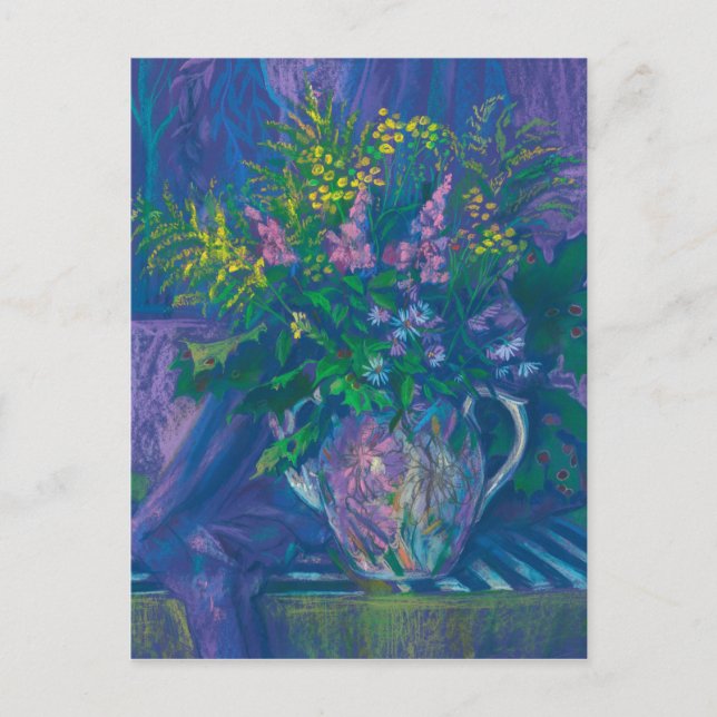 Carte Postale Twilight & Goldenrod Peinture pastel Fleur sauvage (Devant)