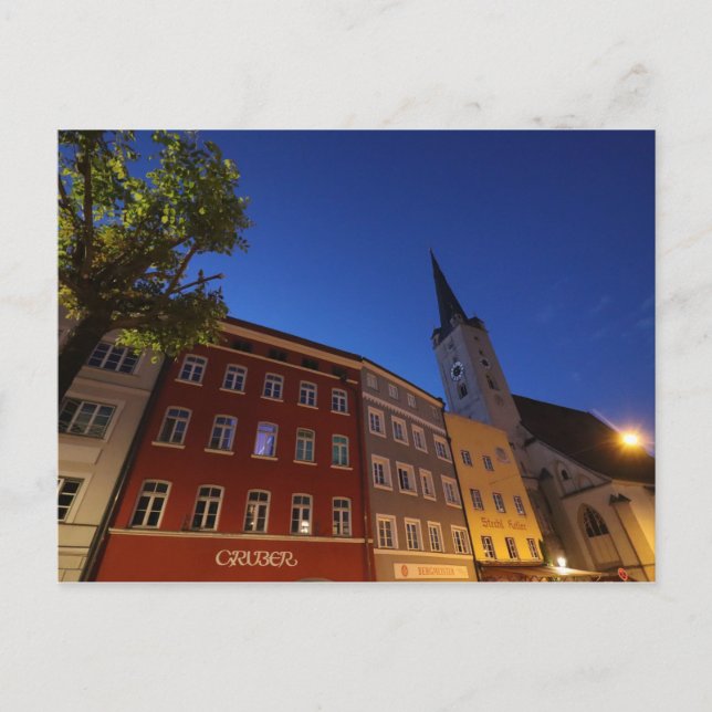 Carte Postale Twilight Street Vue sur Wasserburg am Inn (Devant)