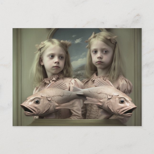 Carte Postale Twin Avec Poisson Rose Horreur (Devant)