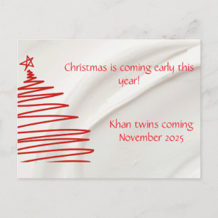 Carte Postale Twin Christmas Theme Grossesse Faire-part