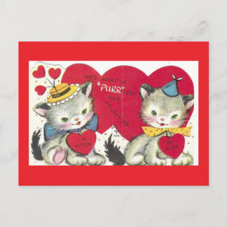 Carte Postale Two Cute Kittens Vintage Valentine Postcard