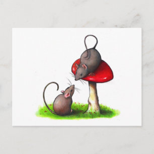 Carte Postale Two Cute Little Mice and a Toadstool: Artwork