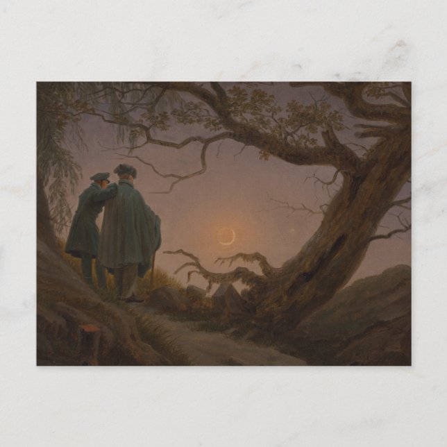 Carte Postale Two Men Contemplating the Moon, par Friedrich : (Devant)