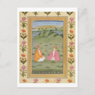 Carte Postale Two nobles seated in a landscape, from the Small C