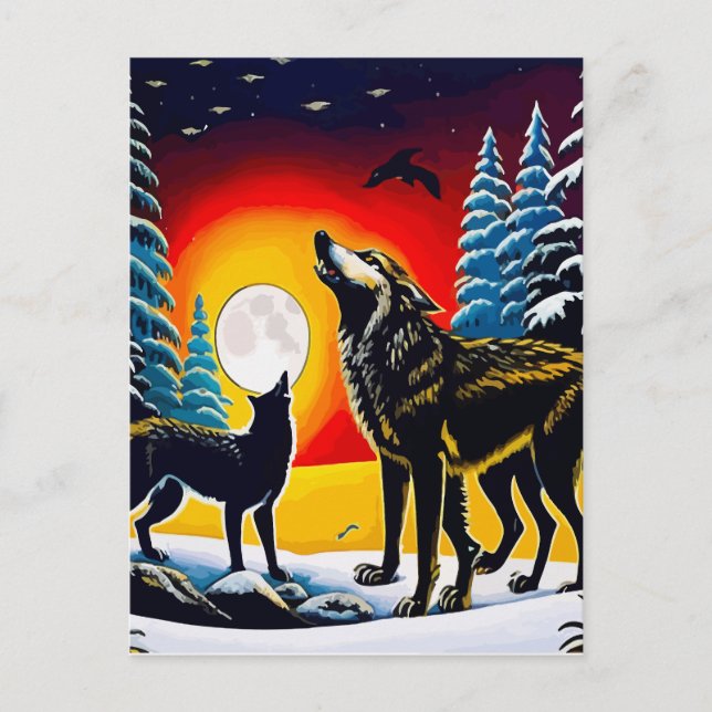 Carte Postale Two Wolves Wall Art Printable Home                 (Devant)