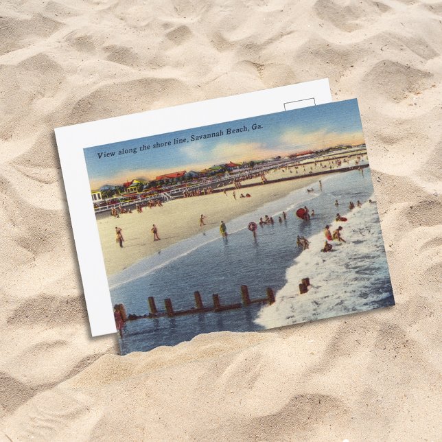 Carte Postale Tybee Island Beach Savannah GA Historique (Créateur téléchargé)