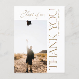 Carte Postale Type moderne Merci de graduation Photo Gold