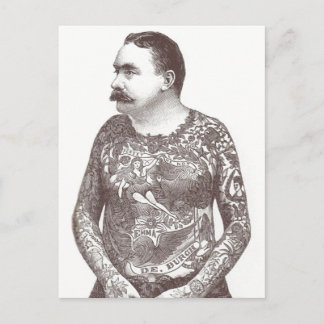 Carte Postale Type victorien tatoué avec la moustache