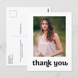 Carte Postale Typographie à la mode Graduation photo Merci