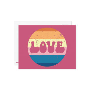 Carte Postale Typographie D'Amour Rétro Sur Les Rayures De Couch