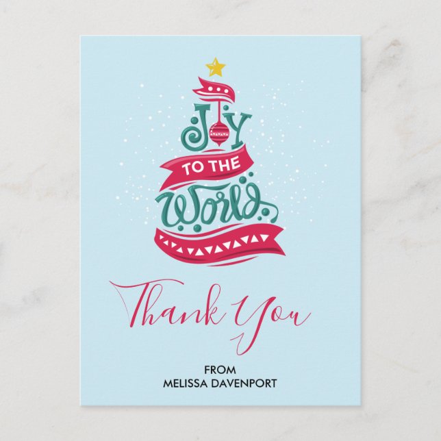 Carte Postale Typographie de citation de Noël « Joyeux Noël au M (Devant)