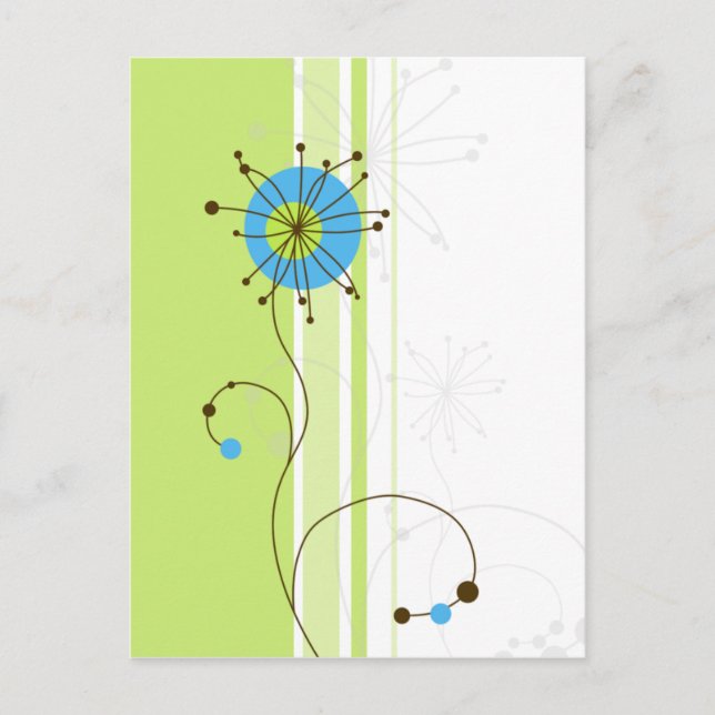 Carte Postale Typographie de fleur verte simple moderne (Devant)
