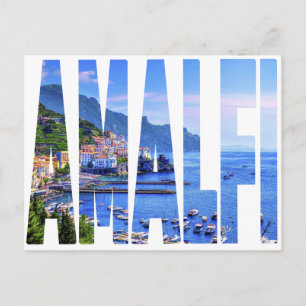 Carte Postale Typographie de la côte d'Amalfi Voyage photo moder