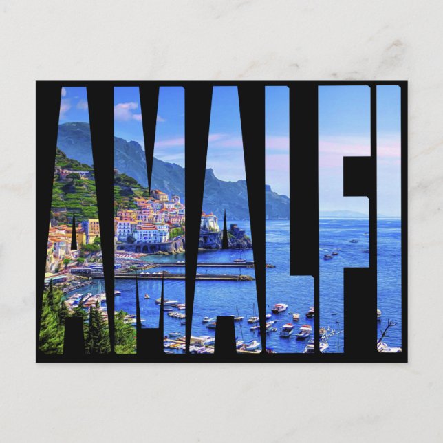 Carte Postale Typographie de la côte d'Amalfi Voyage photo moder (Devant)