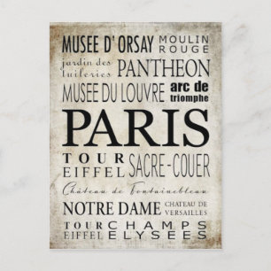 Carte Postale Typographie de Paris - Style métro