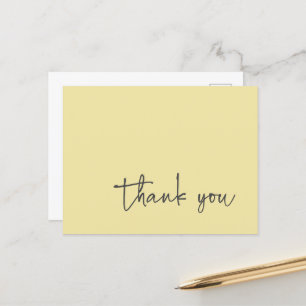 Carte Postale Typographie de script décontracté Merci jaune citr