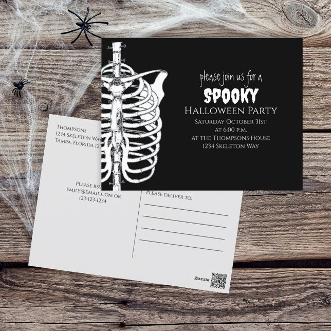Carte Postale Typographie de squelette Éffrayant d'Halloween (Créateur téléchargé)