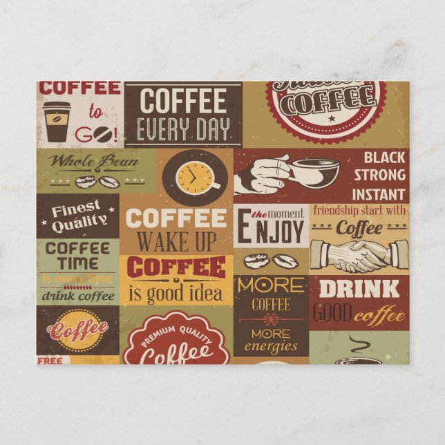 Carte Postale Typographie du café (Devant)