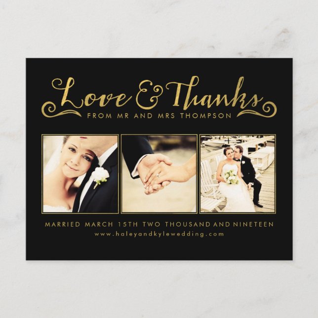 Carte Postale Typographie du script de Mariage d'or Photo (Devant)
