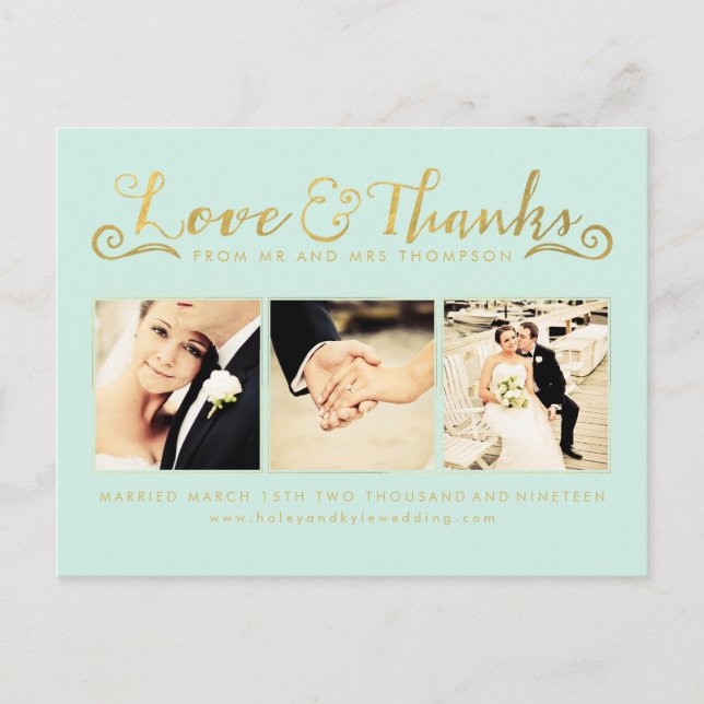 Carte Postale Typographie du script de Mariage d'or Photo (Devant)
