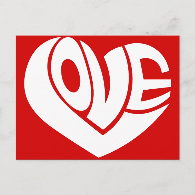 Carte Postale Typographie du texte du coeur de l'amour rétro (Devant)