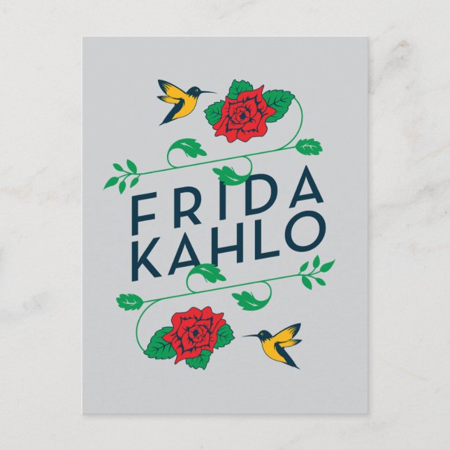 Carte Postale Typographie florale de Frida Kahlo | (Devant)