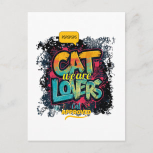 Carte Postale Typographie Graffiti Néon Amoureux des Chats Pop A