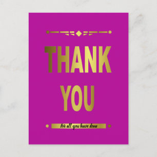 Carte Postale Typographie Merci Or