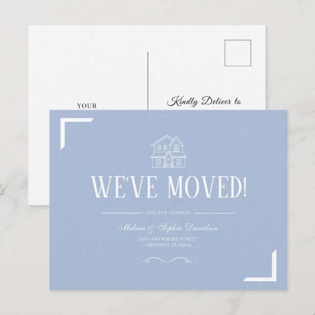 Carte Postale Typographie Minimale Nous Avons Déménagé Nouvelle  (Devant / Derrière)