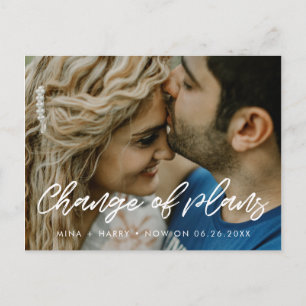 Carte Postale Typographie moderne Changement de plan mariage