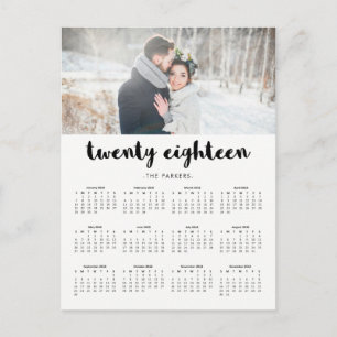 Carte Postale Typographie moderne minimale 2018 Calendrier photo