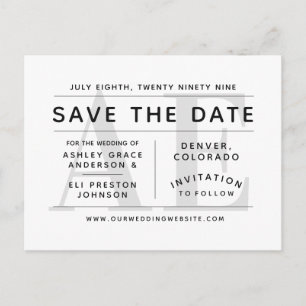 Carte Postale Typographie moderne minimaliste gris Enregistrer l